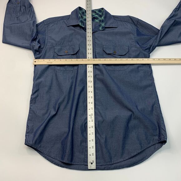Lincs Shirt Mens M Medium Windsor Blue Cotton Long Sleeve Pocket Button Up - Picture 6 of 10